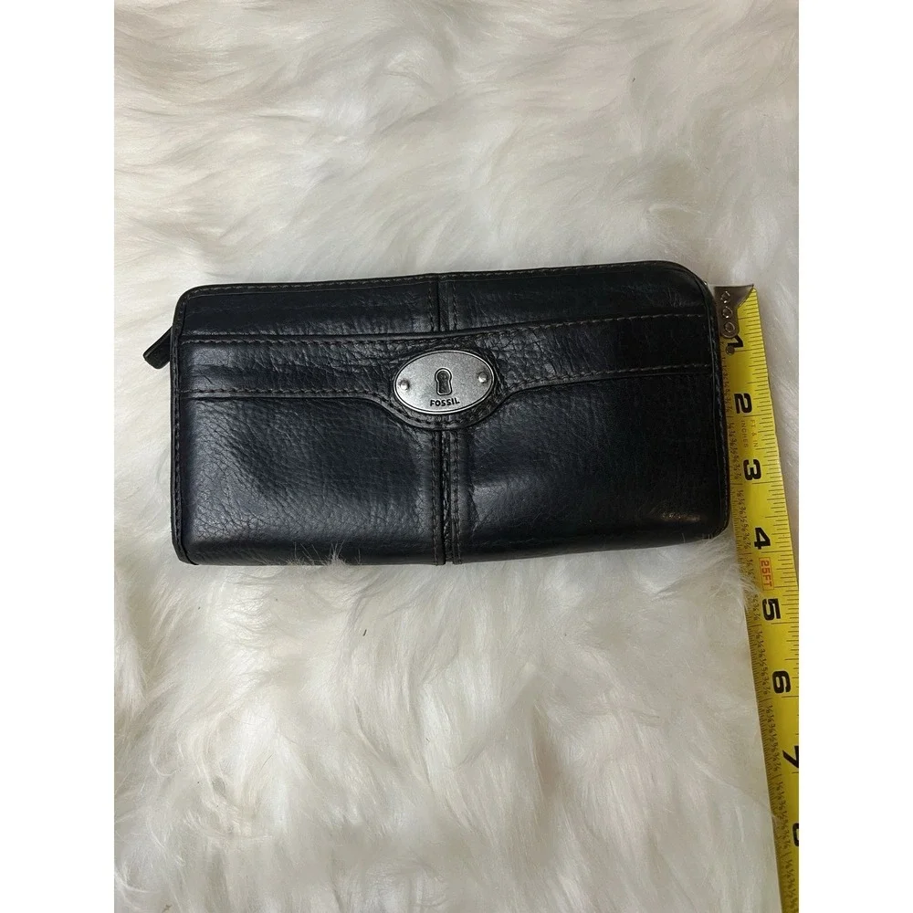 Fossil Maddox Keyhole Wallet‎ Black 3/4  Zip Around